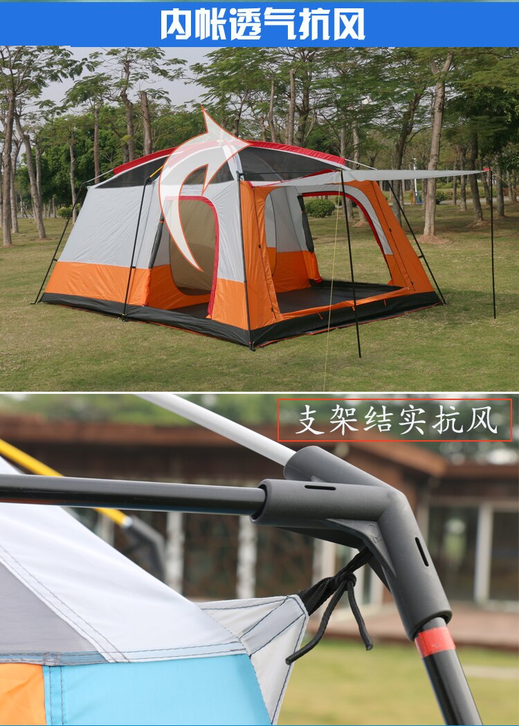 Cheap Goat Tents 4Colors Ultralarge 6 10 12 Double Layer Outdoor 2living Rooms and 1hall Family Camping Tent In Top Quality Large Space Tent   